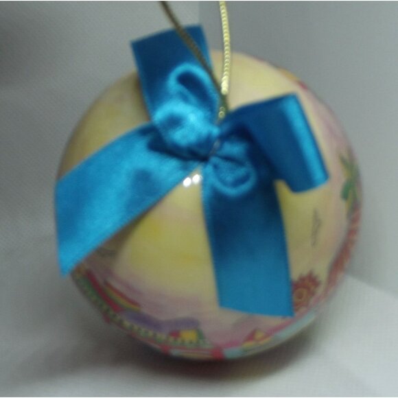 St. Thomas U.S.V.I. Ornament Agiftcorp Christmas 3" round hanging Reggae red bus - Picture 6 of 8